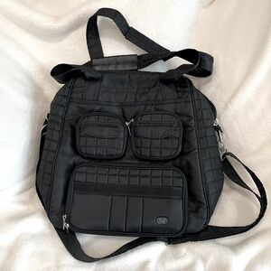 Lug Black Messenger Bag with Adjustable Strap and Quilted Design